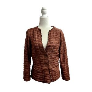 Luukaa Lagenlook Button Front Knit Cardigan Sweater Cinnamon Brown 12